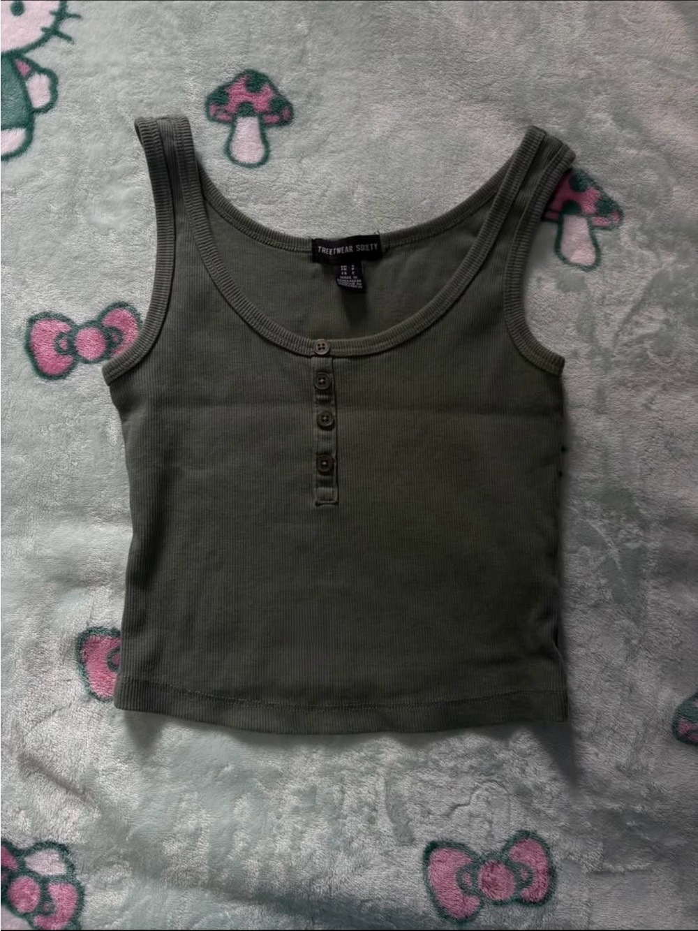 Streetwear Society Olive Ribbed Crop Top
